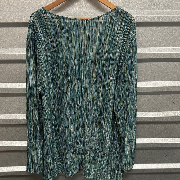 Citiknit Women’s Retro Long Sleeve Deep V Neck Flowy 90s Size XL Colorful Blouse - Picture 8 of 11